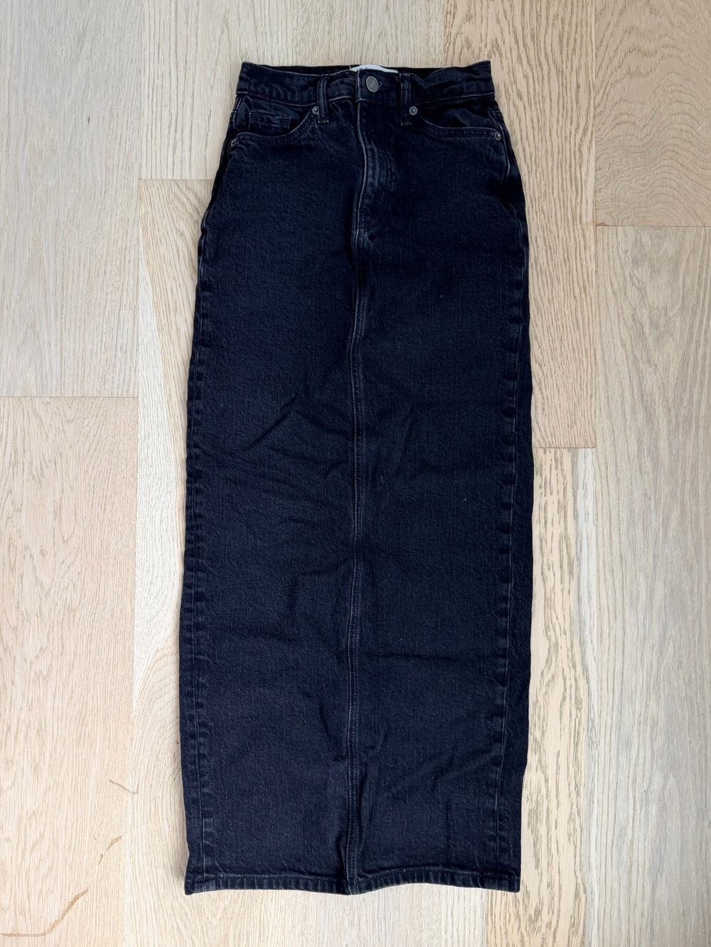 Reformation Black Denim Maxi Skirt